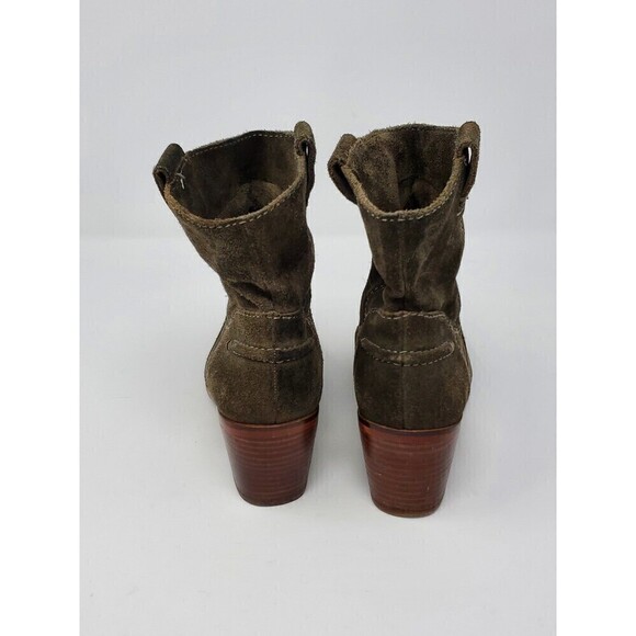 VINCE CAMUTO ARMY GREEN SUEDE ANKLE BOOTS BOOTIES WOMEN SIZE 7 UTILITY - Picture 6 of 11